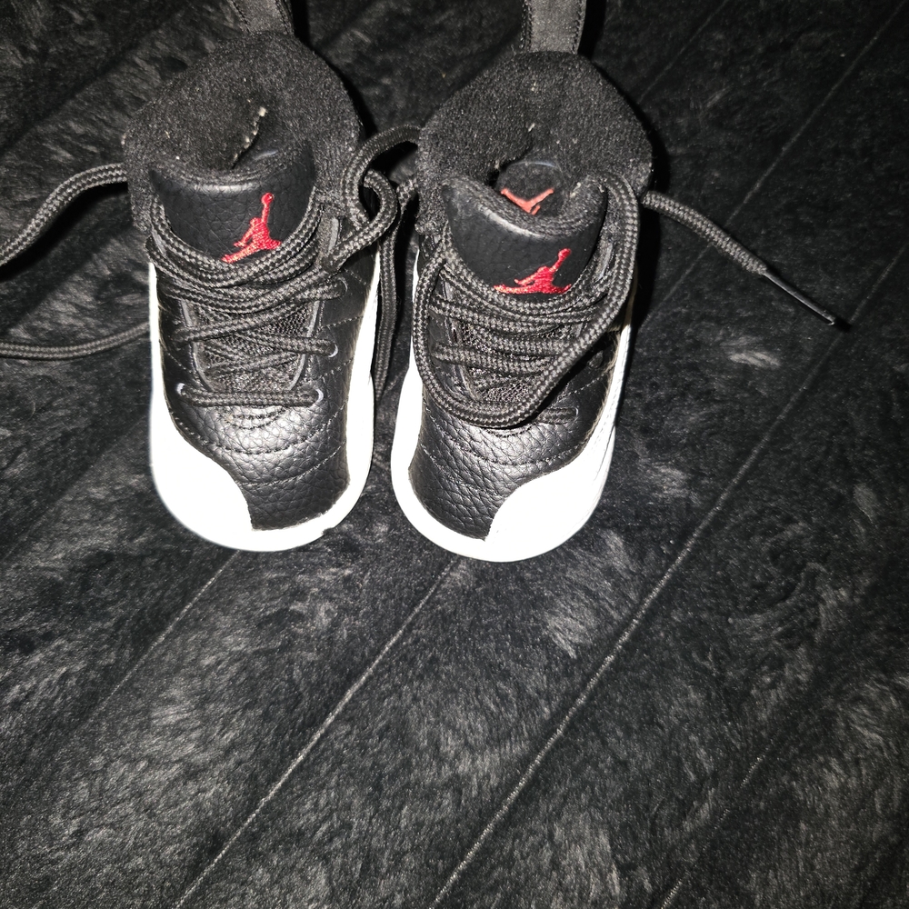 Jordan Kids Black and White Sneakers with Red Accent